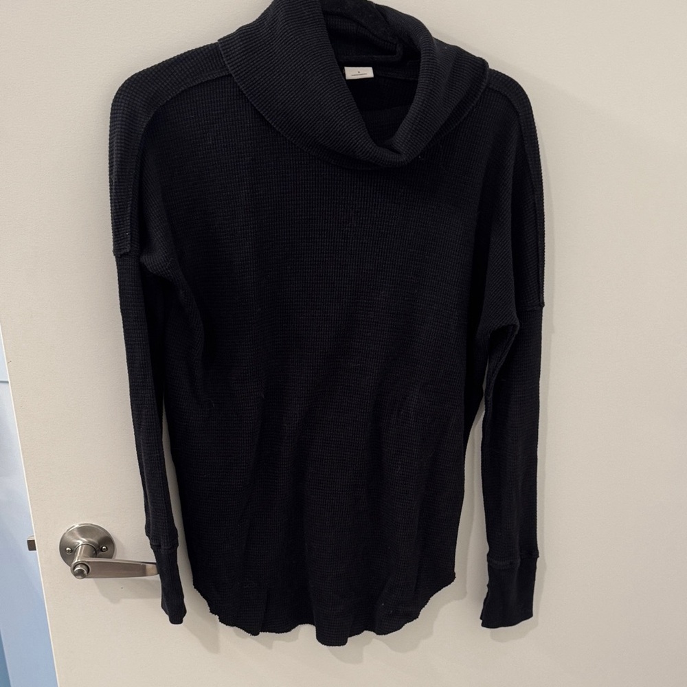 TNA Black Waffle Knit Turtleneck